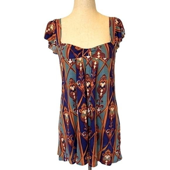 T-Bags Los Angeles Cap Sleeve Bold Color Top With Sweetheart Neckline Size S - Picture 1 of 10